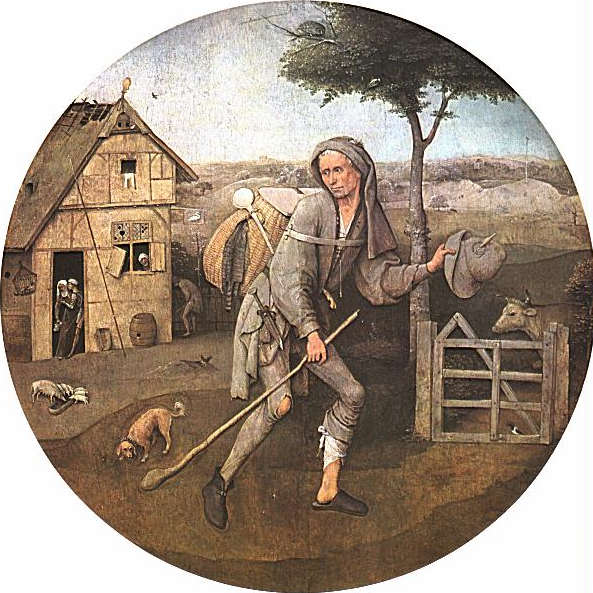 Le Colporteur (De Marskramer, avant 1516), par Jérôme Bosch (Musée Boijmans Van Beuningen).